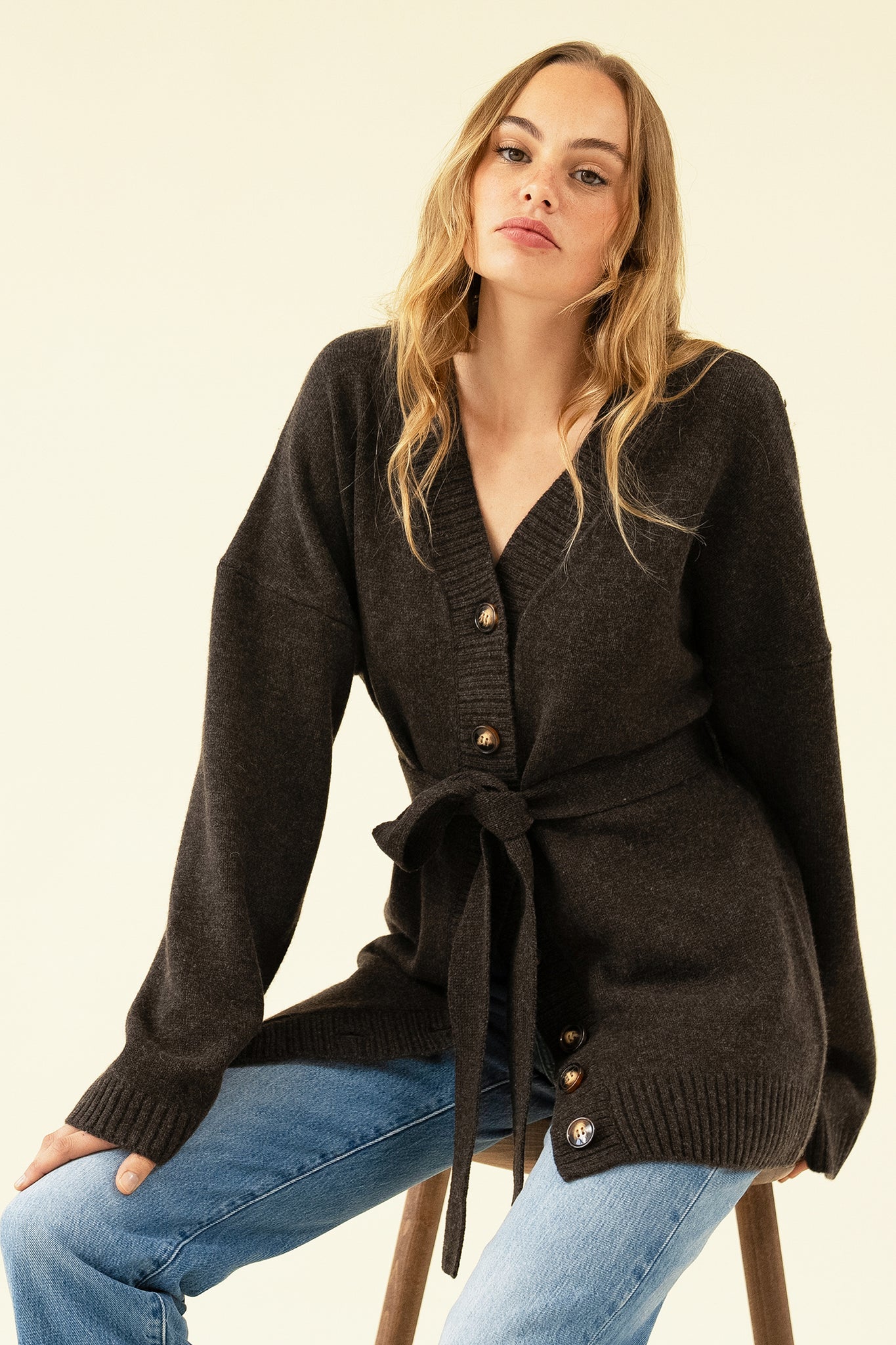 CALLIE CARDIGAN - COFFEE